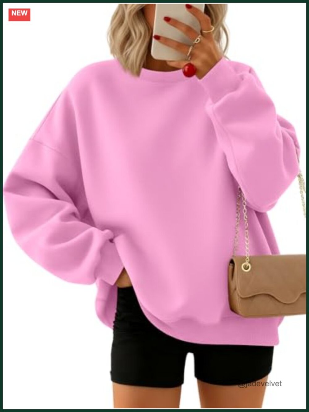 Oversized Crewneck Sweatshirt Polyester Cotton Pullover Long Sleeve